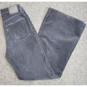 Levis Leg Pants Womens 28 Black Corduroy Stretch Ribcage Bell Western Cowgirl